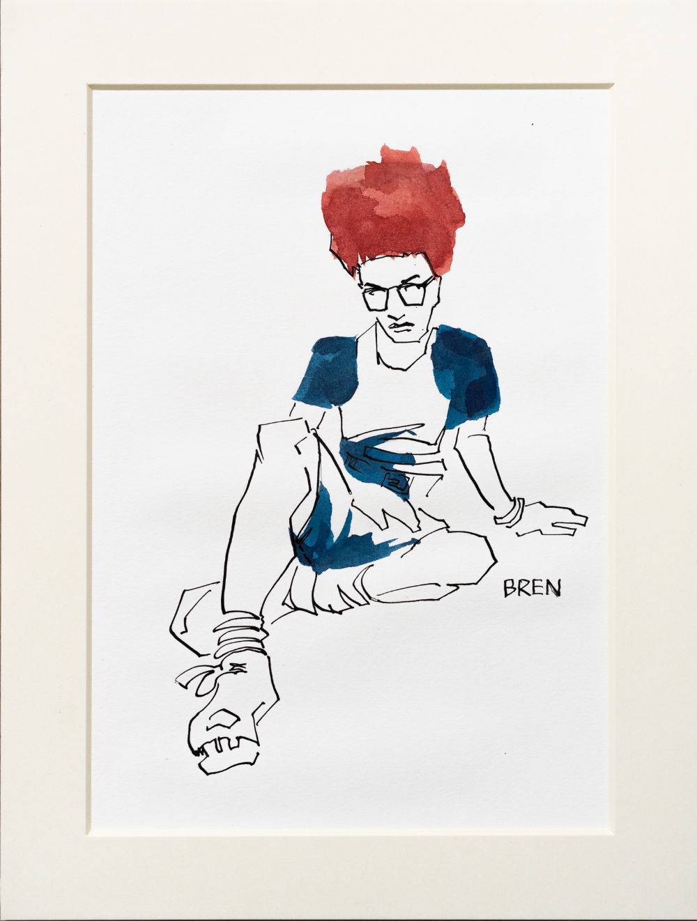 Oriana - framed ink drawing of a seated woman 