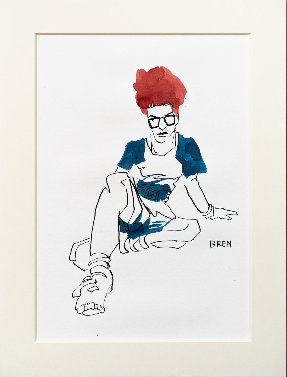 Oriana - framed ink drawing of a seated woman 